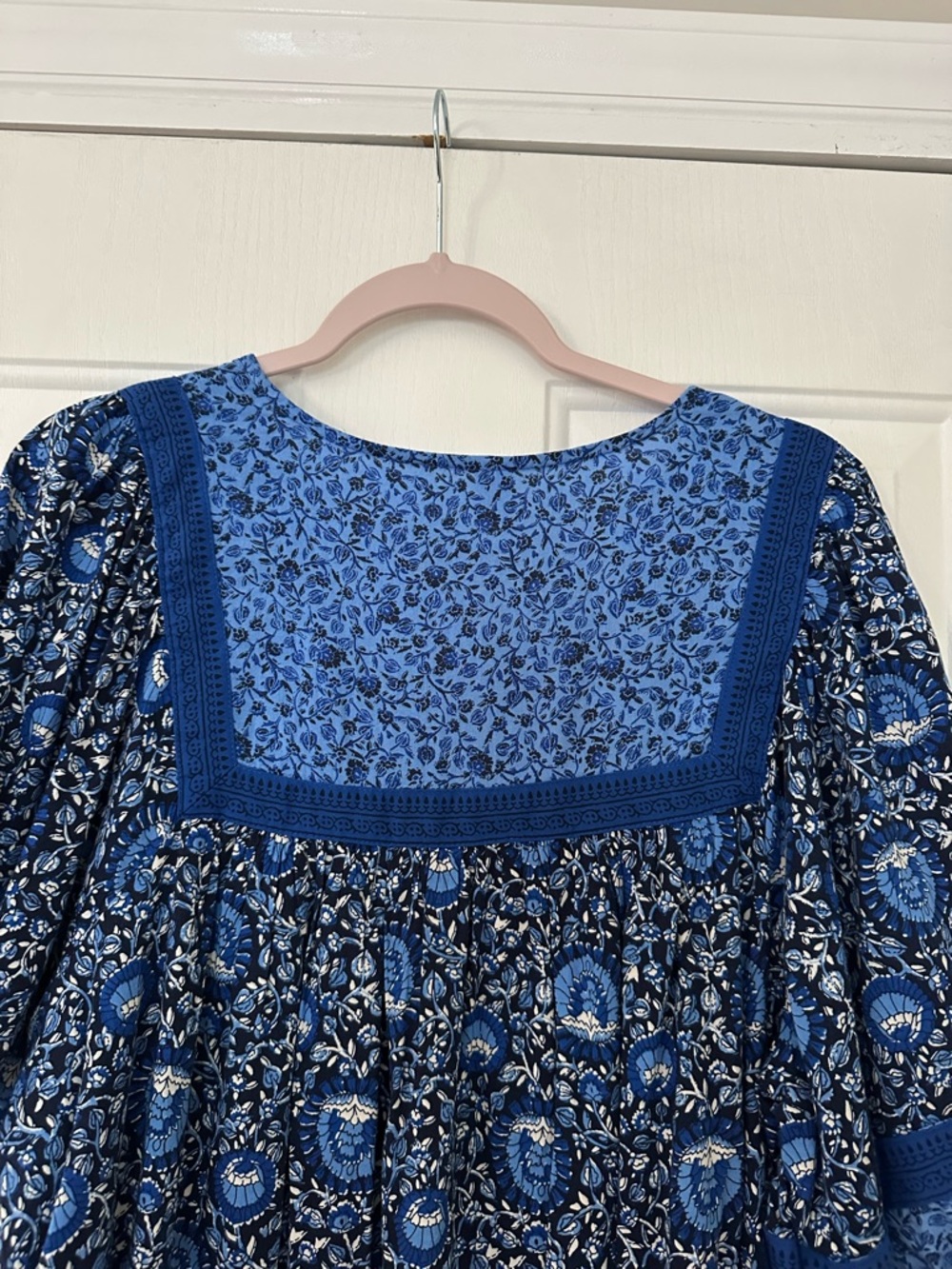 Old Navy Puff-Sleeve Printed Mini Swing Dress Size Blue Blossoms XL NWT - Picture 8 of 10